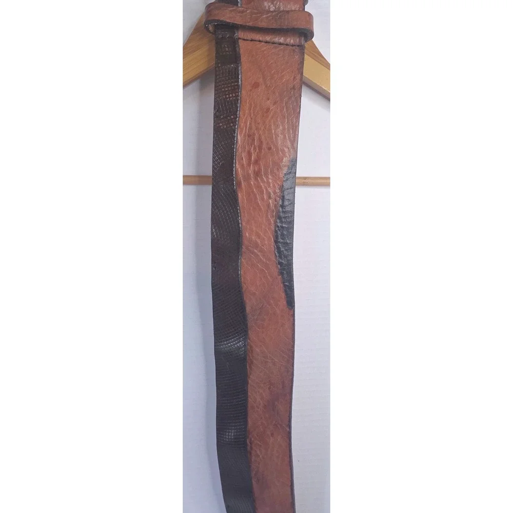 Handmade Lebanon Two Tone Brown Black Leather Wide Waist Belt Large CAYAK 415.00